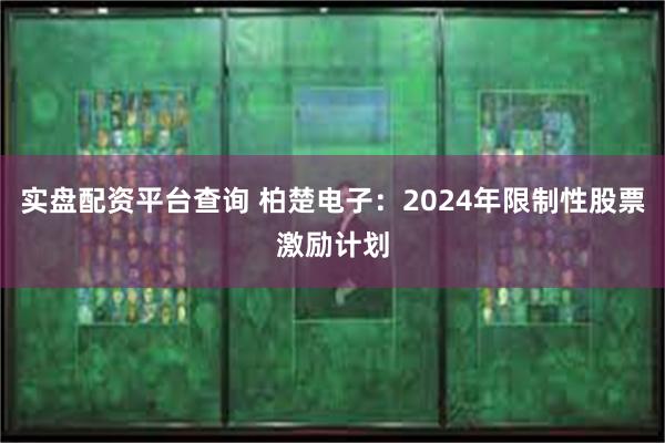 实盘配资平台查询 柏楚电子：2024年限制性股票激励计划