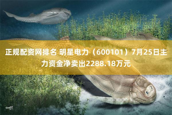 正规配资网排名 明星电力（600101）7月25日主力资金净卖出2288.18万元