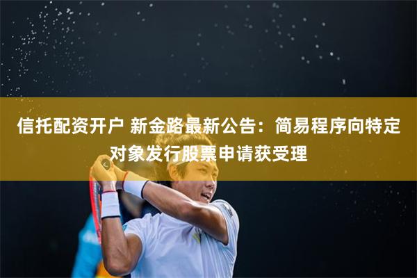 信托配资开户 新金路最新公告：简易程序向特定对象发行股票申请获受理